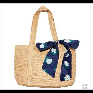 NWT Draper James Straw Bag with Floral Scarf